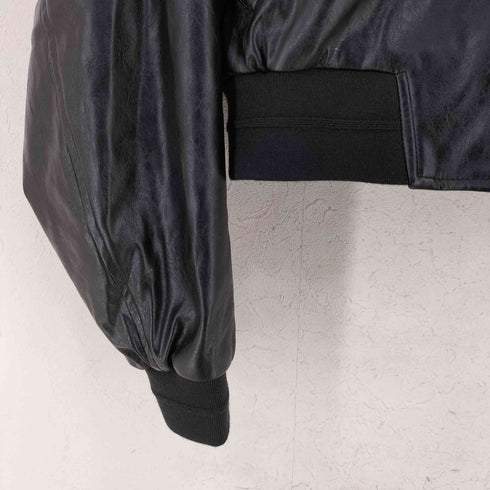 カルバンクラインジーンズ Calvin Klein Jeans クロップドクリンクルフェイクレザージャケット レディース import:S