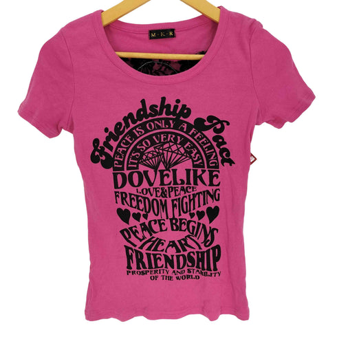 M.K.R FRIEDSHIP PACT プリント バックレースデザイン S/S Tシャツ Y2K レディース JPN:M