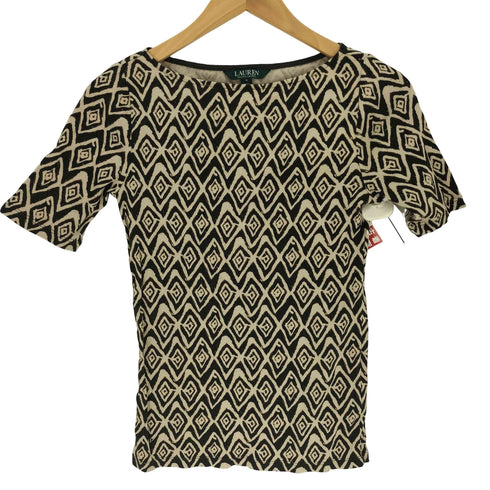 ローレンラルフローレン LAUREN RALPH LAUREN エスニック柄 S/S ボートネック Tシャツ レディース import:S
