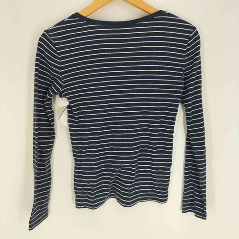 ポロラルフローレン POLO RALPH LAUREN ポニー刺繍 ボーダー L/S Vネック Tシャツ レディース import:XS