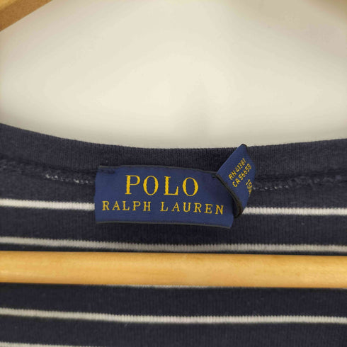 ポロラルフローレン POLO RALPH LAUREN ポニー刺繍 ボーダー L/S Vネック Tシャツ レディース import:XS