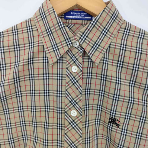 バーバリーブルーレーベル BURBERRY BLUE LABEL ロゴ刺繍 ノバチェック レギュラーカラーシャツ レディース 38