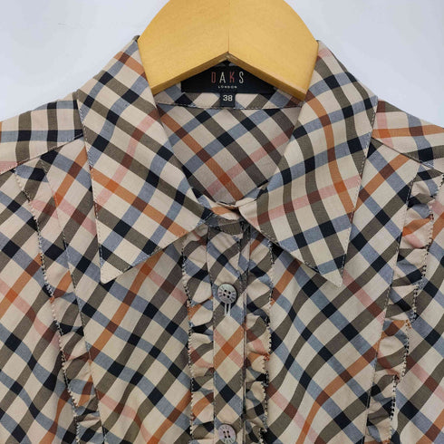 ダックスロンドン DAKS LONDON バイアスチェック フリル シャツブラウス レディース 38