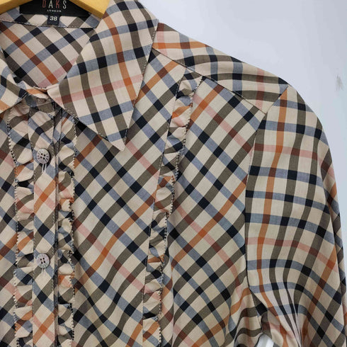 ダックスロンドン DAKS LONDON バイアスチェック フリル シャツブラウス レディース 38