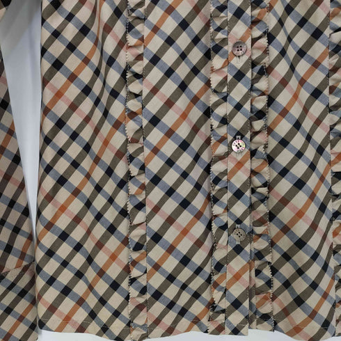 ダックスロンドン DAKS LONDON バイアスチェック フリル シャツブラウス レディース 38