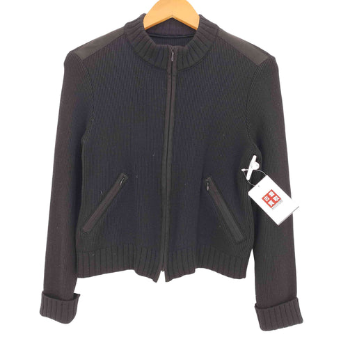 ピエールカルダン pierre cardin 肩フェイクスエード切替 ダブルジップ ドライバーズニット レディース import:M