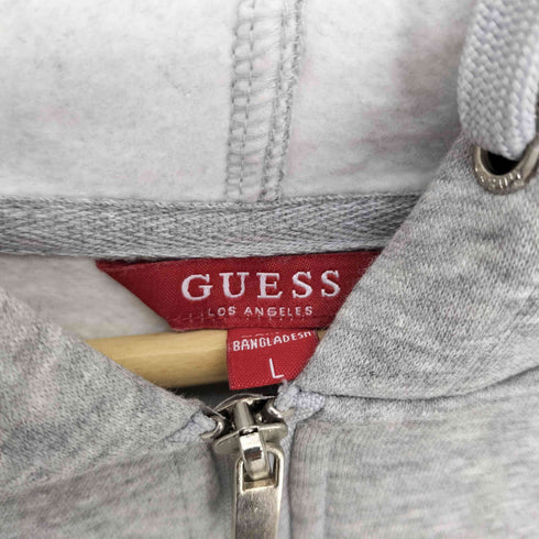 ゲス GUESS ロゴ刺繍  裏起毛 クロップド ハーフジップ プルオーバー パーカー レディース import:L