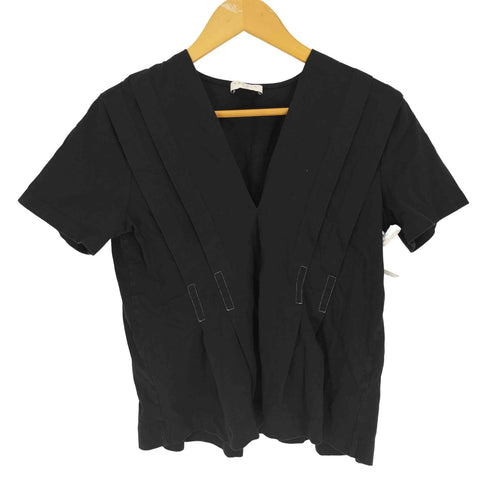 サンドロパリ sandro PARIS ステッチ フリル デザイン Vネック S/S Tシャツ レディース 165/88A