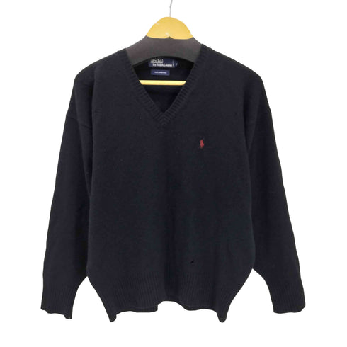 ポロバイラルフローレン Polo by RALPH LAUREN 90S ポニー刺繍 LAMBSWOOL 100% ラムウール Vネック ニット セーター メンズ import:S