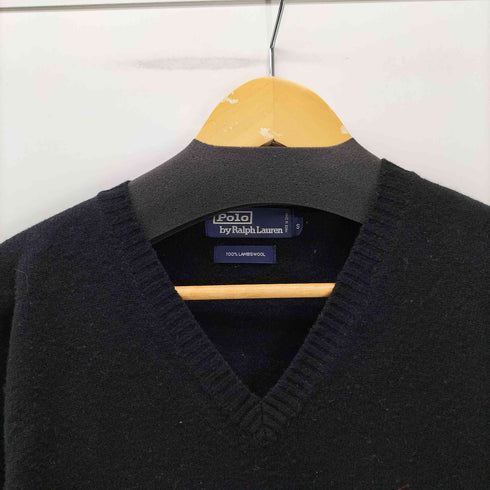 ポロバイラルフローレン Polo by RALPH LAUREN 90S ポニー刺繍 LAMBSWOOL 100% ラムウール Vネック ニット セーター メンズ import:S