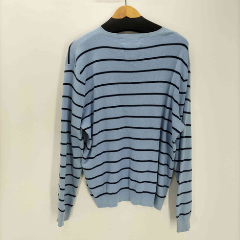 ポロバイラルフローレン Polo by RALPH LAUREN 90S ポニー刺繍 Pima Cotton ピマコットン ボーダー Vネック ニット セーター ビックサイズ メンズ import:XL