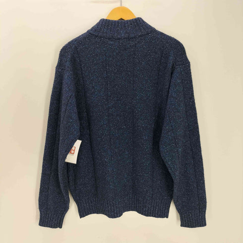 チャップスラルフローレン CHAPS RALPH LAUREN 90S シルク ウール 3D ブロックチェック リブ編み ハーフボタン メランジ ニット セーター ポロニット クルミボタン メンズ import:M