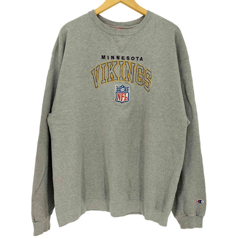 チャンピオン Champion 00s 前Vガゼット WIKINGS 刺繍 クルーネックスウェット メンズ import:XL