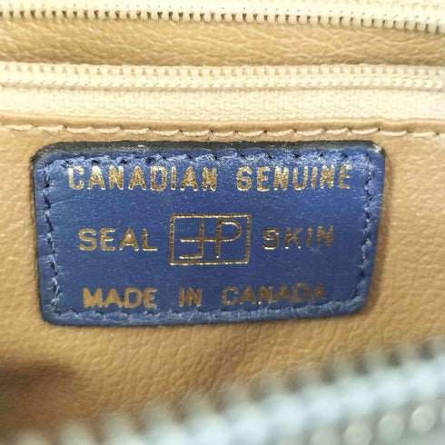 カナダ製 CANADIAN GENUINE SEAL SKIN レザー ハラコ 切替 ショルダーバッグ レディース