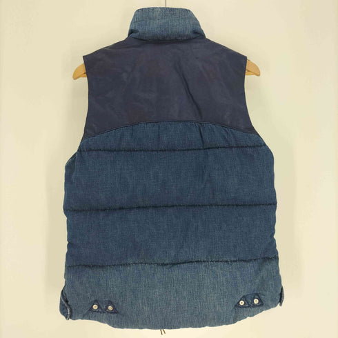 レミレリーフ REMI RELIEF 別注 牛革 レザー 切替メタルボタン 裏地アロハ総柄 デニム ダウン ベスト メンズ import:L