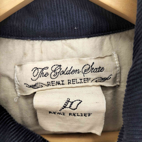 レミレリーフ REMI RELIEF 別注 牛革 レザー 切替メタルボタン 裏地アロハ総柄 デニム ダウン ベスト メンズ import:L