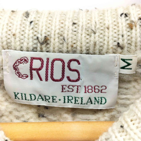 CRIOS アイルランド製 ネップ ケーブル編み フィッシャーマンニット アランニット メンズ import:M