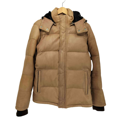 ヴァンキッシュ VANQUISH ラムレザーフーデットダウンジャケット メンズ JPN:L