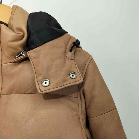 ヴァンキッシュ VANQUISH ラムレザーフーデットダウンジャケット メンズ JPN:L