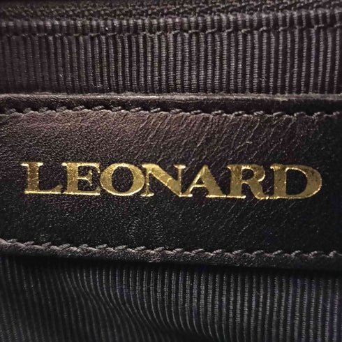 レオナール LEONARD ロゴ刺繍 レオパード柄 切替 ハンドバッグ レディース