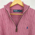ポロバイラルフローレン Polo by RALPH LAUREN 00s ポニー刺繍 シルク100 ケーブル編み ハーフジップニット プルオーバー メンズ import:L