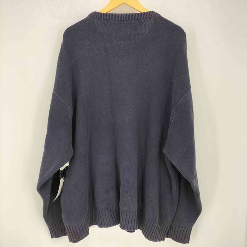 トミーヒルフィガー TOMMY HILFIGER 90S 香港製 ロゴ刺繍コットンニットセーター メンズ 3XL