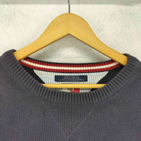 トミーヒルフィガー TOMMY HILFIGER 90S 香港製 ロゴ刺繍コットンニットセーター メンズ 3XL