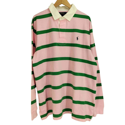ポロラルフローレン POLO RALPH LAUREN ポニー刺繍 ボーダー 長袖ラガーポロシャツ メンズ import:XL