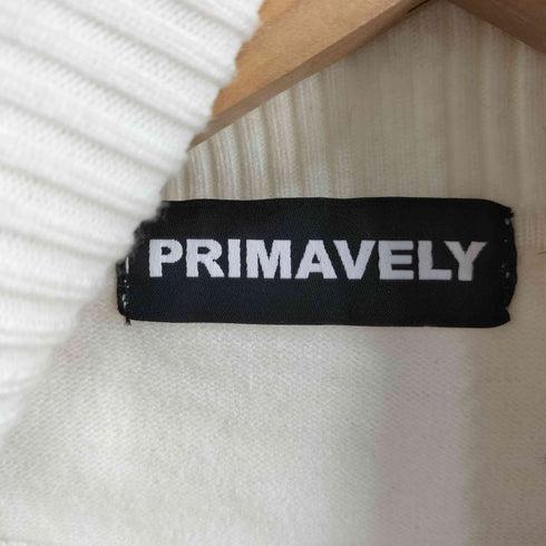 PRIMAVELY ツイードリボン タートルネック半袖ニット レディース