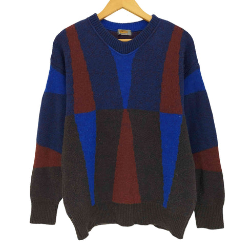 インターメッツォ INTERMEZZO ウール混 マルチカラー Vネックニット メンズ JPN:M