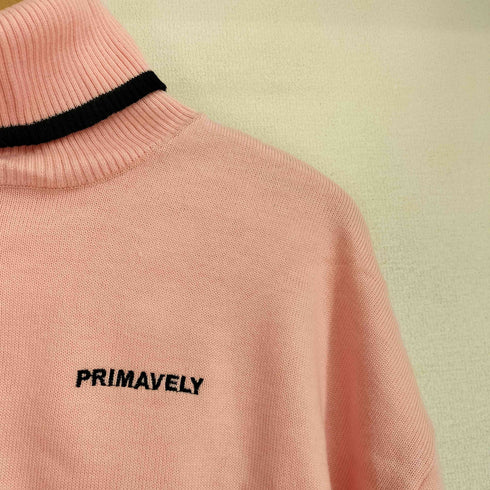 PRIMAVELY ロゴ刺繍 タートルネックニット レディース