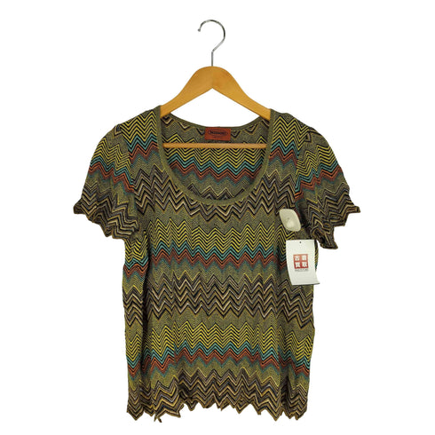 ミッソーニ MISSONI 90s イタリア製 ジオメティック 幾何学 ラメ Uネックニット レディース
