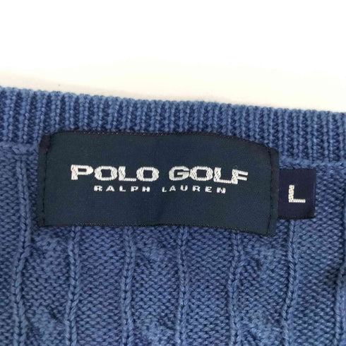 ポロゴルフラルフローレン POLO GOLF RALPH LAUREN ポニー 刺繍 Vネック ケーブル コットン ニット ベスト メンズ import:L