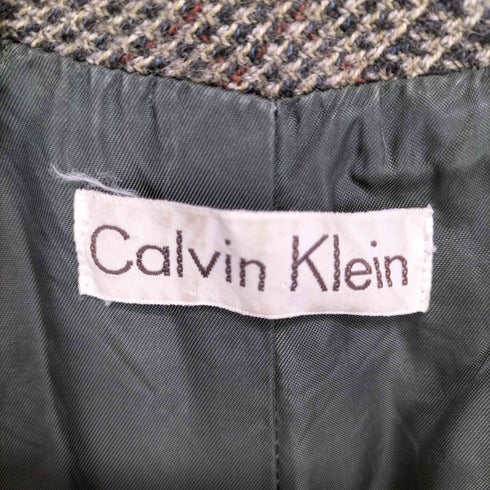カルバンクライン CALVIN KLEIN ウールチェック柄 ダブルテーラードジャケット レディース import:L