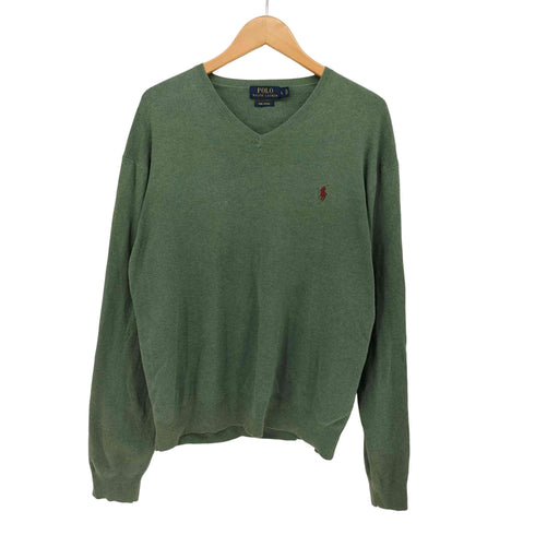 ポロラルフローレン POLO RALPH LAUREN PIMA COTTON ポニー刺繍 Vネック ハイゲージ コットン ニット メンズ import:L