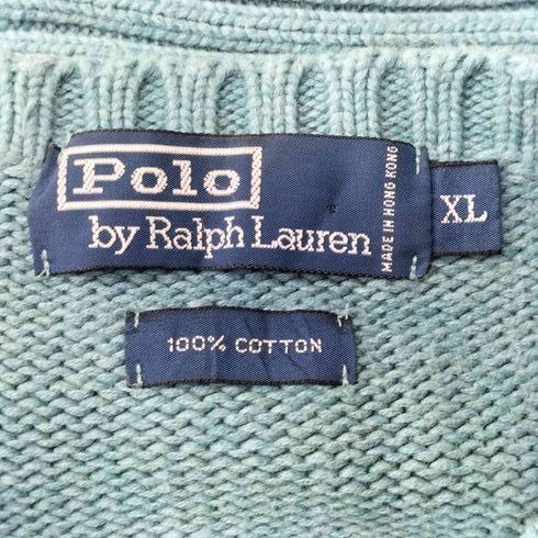 ポロバイラルフローレン Polo by RALPH LAUREN 90S ポニー 刺繍 コットン ニット プルオーバー メンズ import:XL