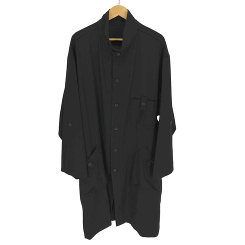ヨウジヤマモトプールオム Yohji Yamamoto POUR HOMME 25AW WOOL GABARDINE LONG SHIRT COAT ウール ギャバジン ロング シャツ コート メンズ JPN:3