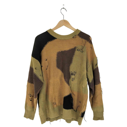 COOS ダメージ加工切り返しニット メンズ import:S