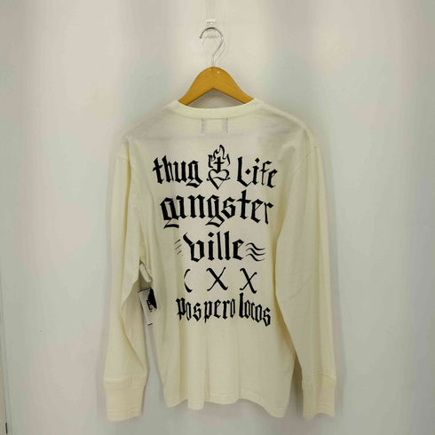 ギャングスタビル GANGSTERVILLE SACRED HEART GLAD HAND セイクリッドハート ブラックレタープリント クルーネック ポケット長袖Tシャツ カットソー メンズ L