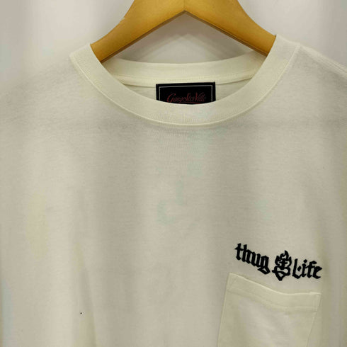 ギャングスタビル GANGSTERVILLE SACRED HEART GLAD HAND セイクリッドハート ブラックレタープリント クルーネック ポケット長袖Tシャツ カットソー メンズ L