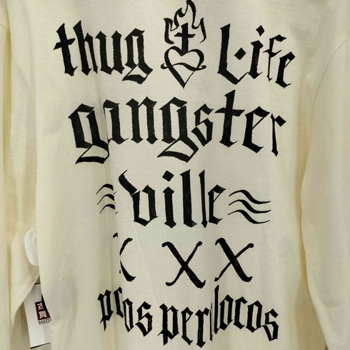 ギャングスタビル GANGSTERVILLE SACRED HEART GLAD HAND セイクリッドハート ブラックレタープリント クルーネック ポケット長袖Tシャツ カットソー メンズ L