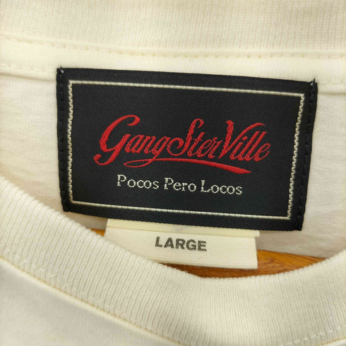 ギャングスタビル GANGSTERVILLE SACRED HEART GLAD HAND セイクリッドハート ブラックレタープリント クルーネック ポケット長袖Tシャツ カットソー メンズ L