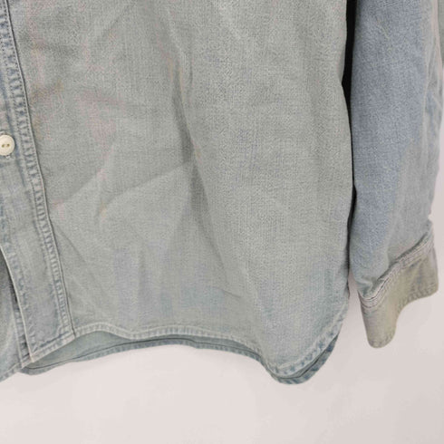 オールドクロウ OLD CROW FOUR CYL RACE L/S WORK SHIRTS ステンシルプリント フロントポケット ワーク デニム 長袖シャツ メンズ XL