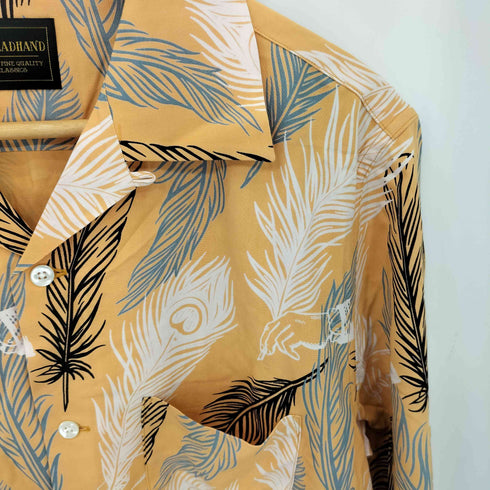 バイグラッドハンド BY GLADHAND PEACOCK QUILL L/S SHIRTS ピーコッククイル 総柄デザイン オープンカラー 長袖シャツ メンズ L