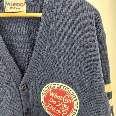 ウィアード WEIRDO CHARLIE CARDIGAN NAVY チャーリー レタードウールニット カーディガン メンズ L