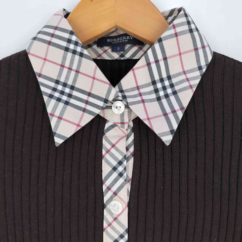 バーバリーロンドン BURBERRY LONDON ノバチェック切替 ニットシャツ レディース JPN:2