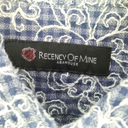 レセンシーオブマインアバハウス RECENCY OF MINE ABAHOUSE 刺繍 チェック柄 レギュラーカラー シャツ メンズ JPN:44
