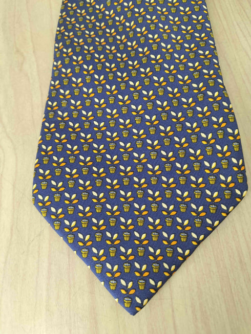 サルヴァトーレフェラガモ Salvatore Ferragamo リーフデザインシルクネクタイ メンズ