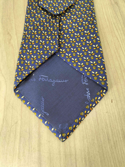 サルヴァトーレフェラガモ Salvatore Ferragamo リーフデザインシルクネクタイ メンズ