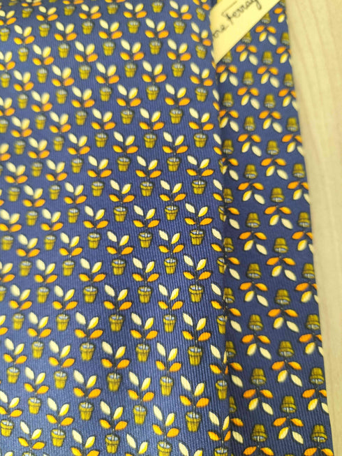 サルヴァトーレフェラガモ Salvatore Ferragamo リーフデザインシルクネクタイ メンズ